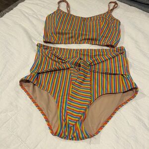 Kortni Jeane Multicolor Striped Bikini